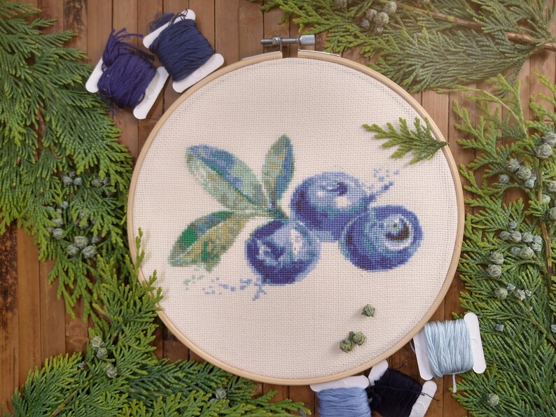 Blueberry cross stitch pattern. Fruit cross stitch Etsy