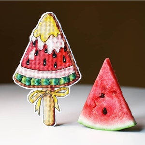 watermelon cross stitch ice cream cross stitch pattern PDF Embroidery pattern Instant download fruits ice cream fruit cross stitch