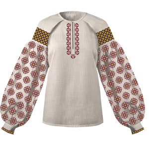 Pattern for an embroidered shirt Cross Stitch Patterns flowers Cross Stitch folk ukrainian ethnic flowers The Volyn style pink_004