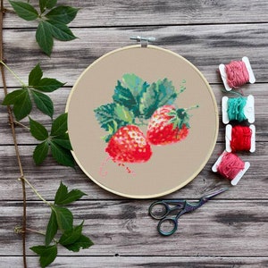 Strawberry cross stitch pattern PDF tropical fruits cross stitch berry cross stitch fruits cross stitch patterns embroidery Digital