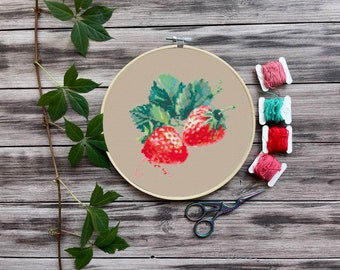 Strawberry cross stitch pattern PDF tropical fruits cross stitch berry cross stitch fruits cross stitch patterns embroidery Digital