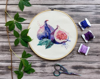 Fig Cross Stitch Pattern, Modern Kitchen Fruit (PDF Pattern)