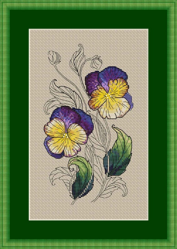 Violet Cross Stitch Flowers Cross Stitch Ukrainian Etsy