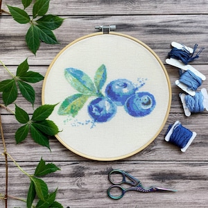Blueberry cross stitch fruit cross stitch Ukrainian cross stitch berry embroidery blueberry embroidery vegetable cross stitch