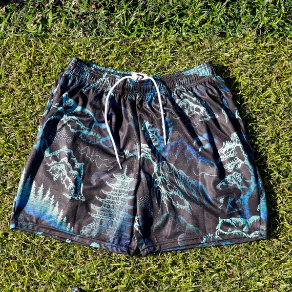 China Mesh Graphic Shorts