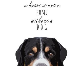 Hunde Poster Postkarte zum Selberdrucken mit Spruch Sennenhund Dog Quote Postcard Mountaindog instant download