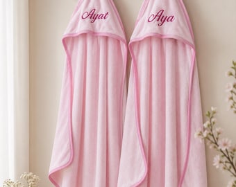 Personalized Hooded Towel – Custom Embroidered Name | Baby Bath Towel | Soft Absorbent Towel for Kids | Newborn Gift | Baby Shower Gift