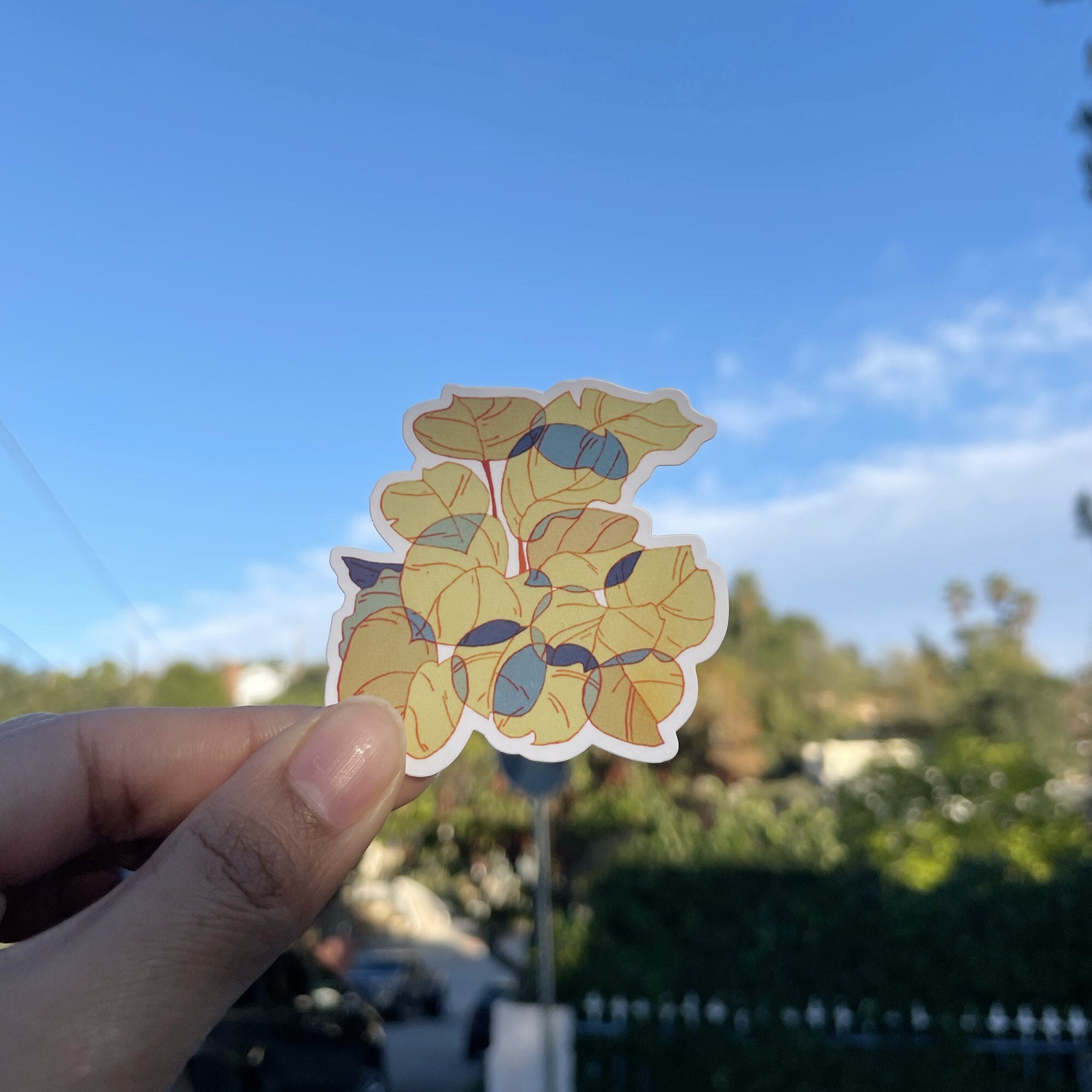 Plant Sticker, Overlapping Plant Sticker, Leafy Plant Vinyl Sticker ...