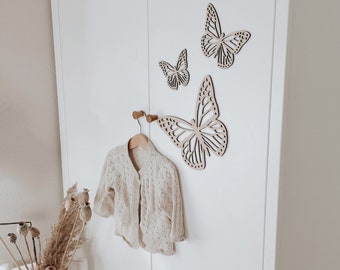 Décoration murale douce - papillons | Lettrage mural | Chambre d'enfants | Bois