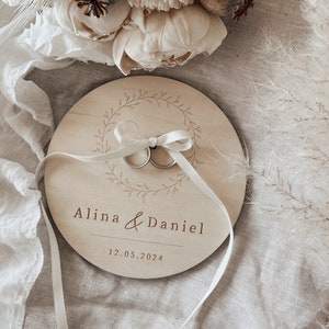 Personalized wooden ring holder for wedding / ring plate / ring cushion