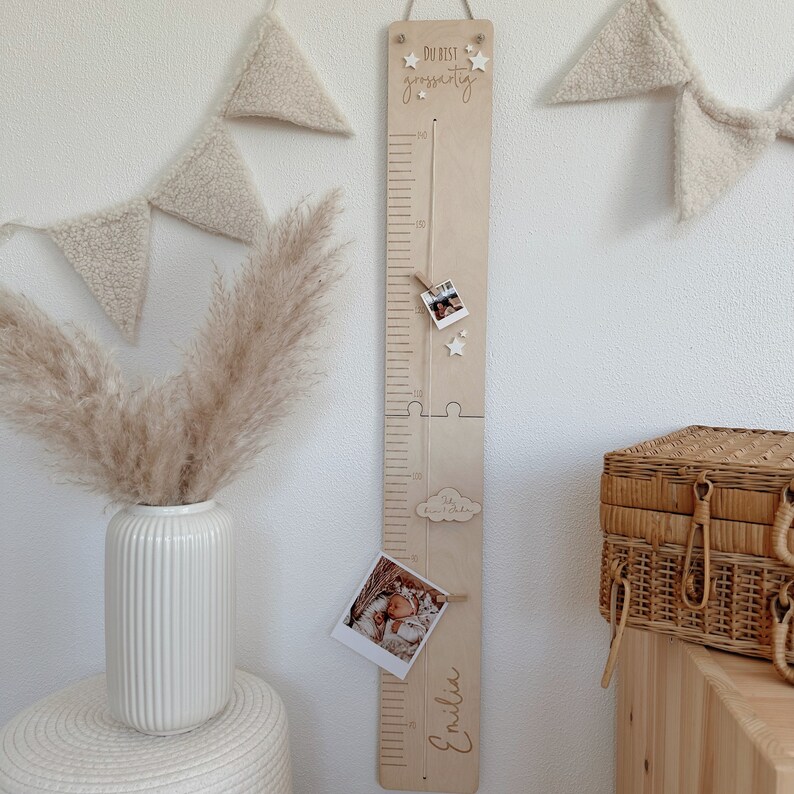 Personalizable Children's Height Chart star With Engraved Name, Saying