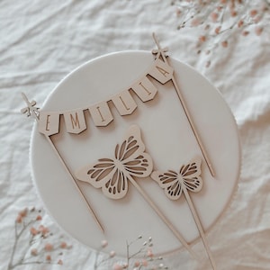 Ghirlanda e farfalle personalizzate per cake topper (in set) con nome/compleanno dei bambini/decorazione per torta di compleanno