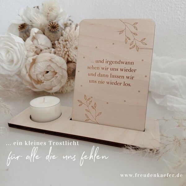 Trostlicht - Kartenaufsteller Trauer aus Holz  / Trauergeschenk / Sternenkind