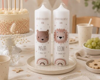 Personalized birthday candle/life candle with a cute lion or bear - a real highlight and ritual for every child's birthday.