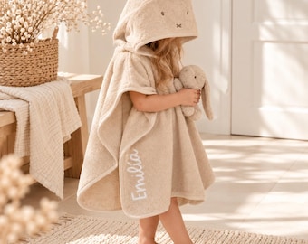 Personalized "Miffy" cuddly towel poncho with name for baby/toddler in beige by Jollein, birth gift, baby present