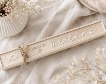 Personalized wooden storage box for communion candles / baptism candles / confirmation candles / candle boxes / candle holders