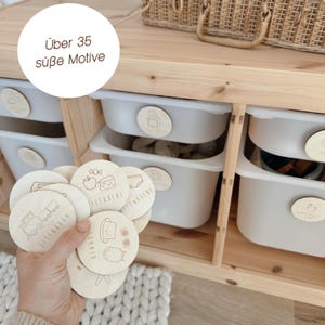 Wooden signs, children&#39;s room organizer, e.g. for Ikea Trofast, drawers, dressers), organization children&#39;s room, Montessori