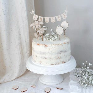 Ghirlanda, fiori e palloncini personalizzati per cake topper (in set o singolarmente) con nome/compleanno dei bambini/decorazione per torta di compleanno
