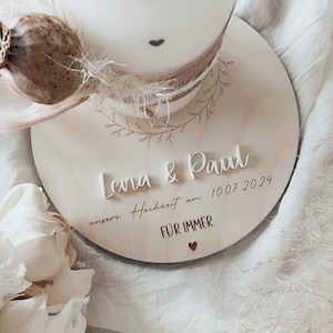 Personalized candle plate for wedding baptism with desired name & desired saying (baptism, communion and confirmation also available in the shop)