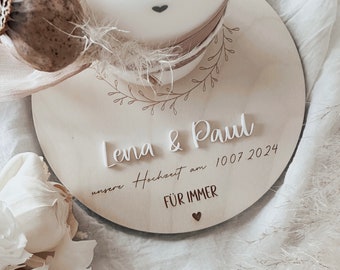 Personalisierterer Kerzenteller zur Hochzeit Taufe mit Wunschname & Wunschspruch (Taufe, Kommunion und Konfirmation auch im Shop erhältlich)