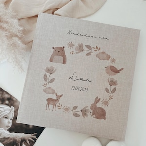 Personalized baby album, photo album to capture the most beautiful moments of baby/childhood, animal motifs