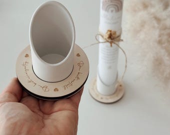 Candle holder for communion candle, communion candle plate, holder for baptismal candle