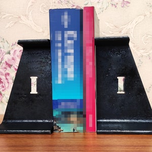 Custom Metal Bookends for Shelves Heavy Books Support, Bookends for Desks, I Beam reclaimed steel, metal rustic decor industrial patina