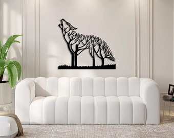 wolf Metal Wall Art , wildlife Metal Wall Sign , Holiday Home Metal Wall Decor, Nature Wall Art, Wildlife Lover Gift, Wall Hangings.