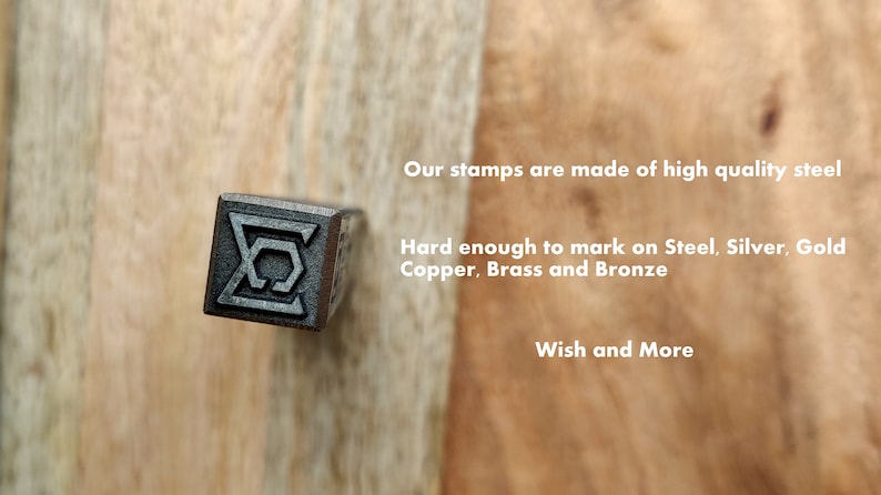 High quality hardened steel custom metal stamp - hard enough to mark steel silver gold copper brass bronze - custom logo punch stamp for jewelers metalworkers - Wish and More handcraft tools