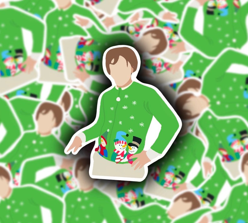 Robert Pattinson Green Christmas Sweater Meme Minimal Sticker | Etsy