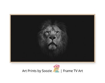 Frame TV Art, Samsung Frame TV Art, Art noir et blanc, Téléchargement instantané, Art animalier pour Frame TV, The Frame Tv Art, Lion Photo
