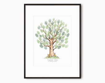May include: Framed watercolor print of a tree with green and blue leaves, a brown trunk, and a heart carved into it. The words "THANK YOU for helping us grow" are at the bottom. The artwork is in a black frame.