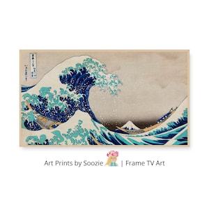 The Great Wave Frame TV Art, Hokusai Digital Download, Japanese Ocean Wall Art for Samsung Frame TV, Classic Ukiyo-e Style Artwork