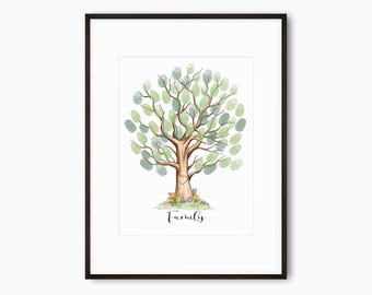 Fingerprint Family Tree, fingerprint tree, finger print tree, fingerprint tree download, alternative guest book, thumbprint tree | FP004