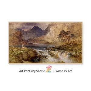 The Monarch of the Glen Samsung ingelijste tv-kunst | Victoriaanse hert landschap digitale download | Highland Wildlife kunst aan de muur voor tv 4K