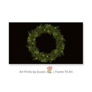 Minimal Lit Wreath Samsung Frame TV Art | Elegant Holiday Digital Download | Black Background Christmas Decor for Modern TV 4K