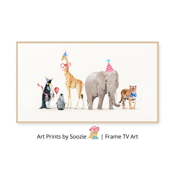 Samsung Frame Tv Art Birthday, Birthday Art for Frame TV, Jungle Samsung Frame TV Art Kids Birthday, Safari Animals, Kids Birthday Tv Art