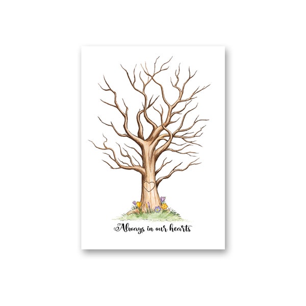 Fingerprint Tree Remembrance Memorial Guest Book Print, Fingerprint Tree Memorial Keepsake, Printable Condolence Book, Instant Download