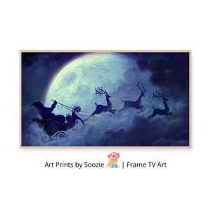 Frame TV Art Weihnachten, Weihnachtsrahmen TV Art, Frame TV Weihnachtskunst, Holiday Art Frame Tv, Weihnachtsschlitten und Rentiere, Heiligabend