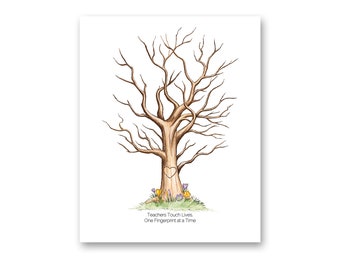 Fingerprint Tree for teacher | Appreciation Gift | Personalized Teacher Gift | Classroom Gift |  Retirement gift | Instant Download | FP8