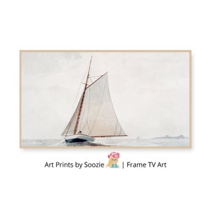 Sailing at Sea Watercolor – 4K Digital Download for Samsung Frame TV, High-Resolution Nautical Art, Instant Download