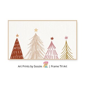 Boho Christmas Tree Samsung Frame TV Art: Neutral Holiday Decor (Digital Download)
