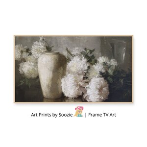 Samsung Frame TV Art Flowers, Vintage Flower Still Life DIGITAL Download Painting, Farmhouse Antique Art, Botanical Art | 443