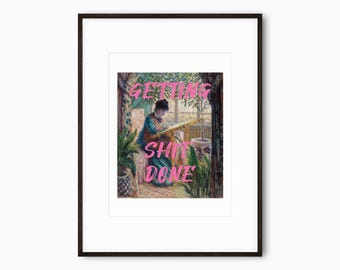 Quirky Altered Vintage Portrait: Eclectic Home Office Art (Printable Digital Download)