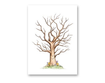 Fingerprint Tree | Printable Guestbook | Blank Finger print tree template with heart | Fingerprint Tree download | Instant Download | FP02