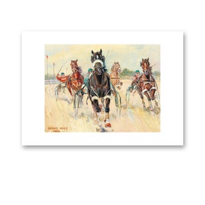 Arte murale di Ludwig Koch raffigurante cavalli da corsa, dipinto di corse di cavalli, download digitale di corse di cavalli, regalo per gli amanti dei cavalli, corsa di cavalli / 044