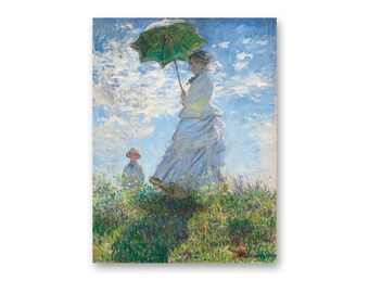 日傘をさす女性 - モネ夫人とその息子、1875年 クロード・モネの絵画