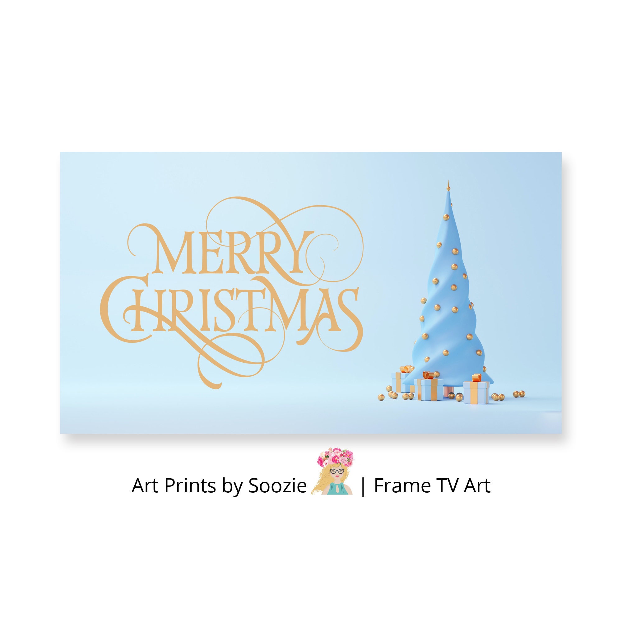 Pastel Blue Christmas Tree Samsung Frame TV Art (4K Digital