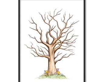 Fingerprint Tree Download | Alternative Guest Book | Thumbprint Tree | Fingerprint Tree | Finger Print | Unique Guestbook | Instant Download