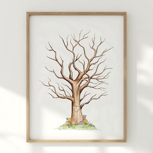 Fingerprint Tree | Printable Guestbook | Blank Finger print tree template with heart | Fingerprint Tree download | Instant Download | FP02